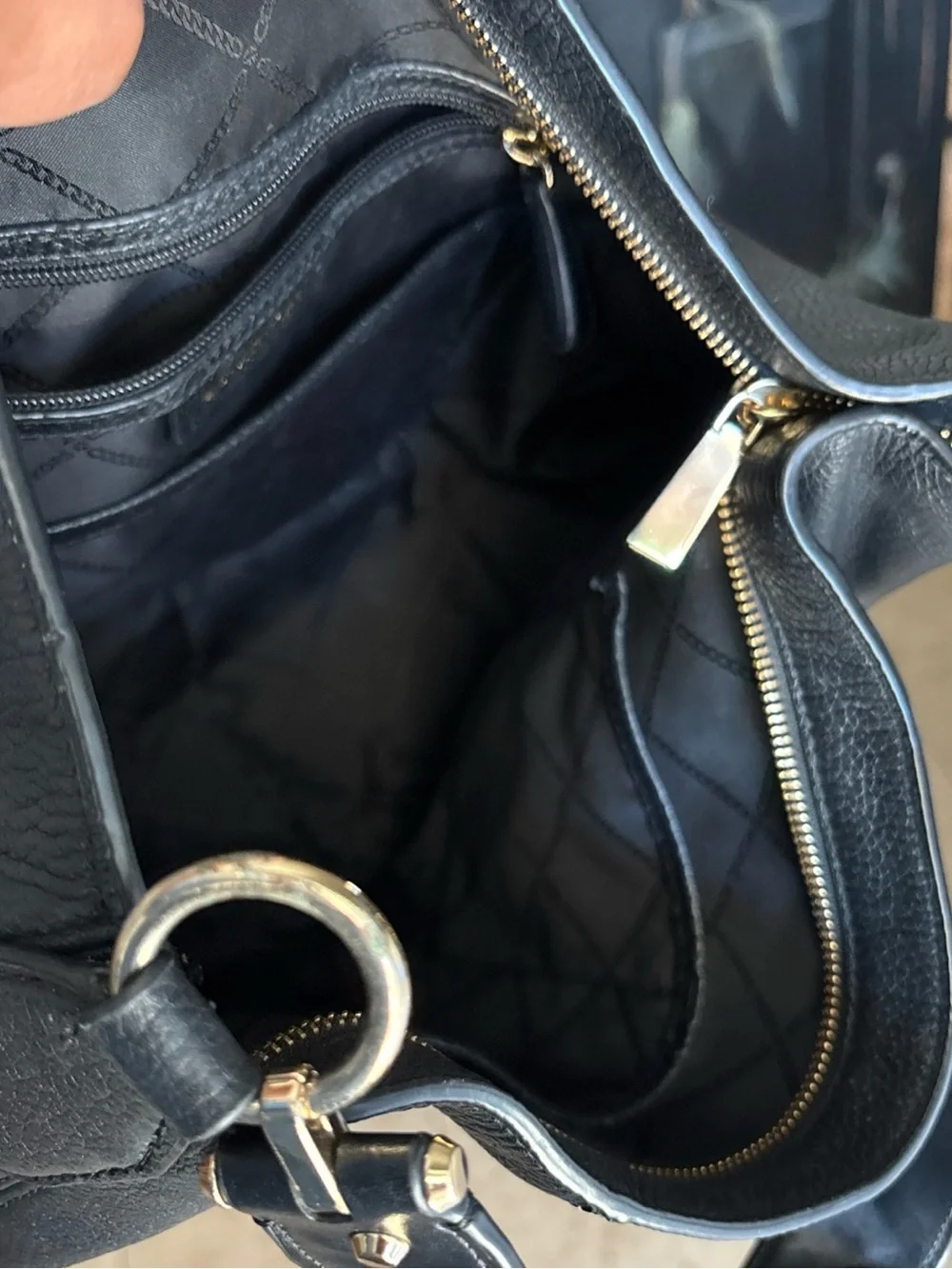Michael Kors Brook LRG  BLK Pebbled Leather Shoulder Bag 38S9GOKH3L 13.5”X11.5”